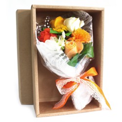 Ramo de flores de sabão em caixa - laranja
