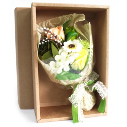 Ramo de flores de sabão em caixa - verde
