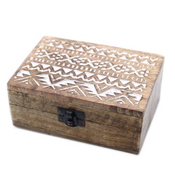 Caixa de madeira branca - Caixa para comprimidos 6x4 Design eslavo