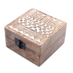 Caja de Madera Blanca - 4x4 Diseño Azteca