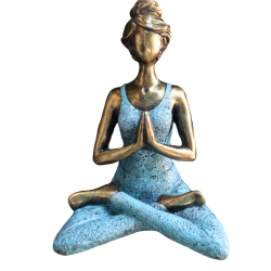 Figura de Senhora do Yoga - Bronze e Turquesa 24cm