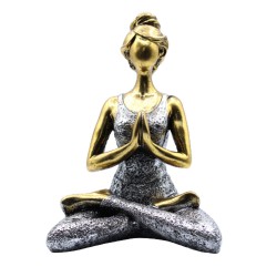 Yoga Lady Figure -  Bronze & Silver 24cm