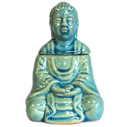 Queimador de óleo com Buda sentado - azul