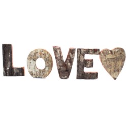 Conjunto de letras rústicas em casca de árvore - LOVE (4x3) - Pequeno 7cm