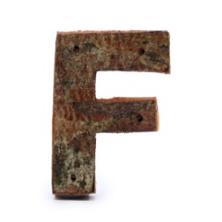 Letra de casca de árvore rústica - "F" (12) - Pequena 7cm