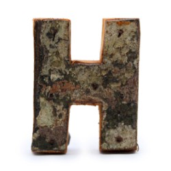 Letra de casca de árvore rústica - "H" (12) - Pequena 7cm