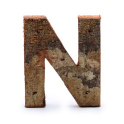 Letra de casca de árvore rústica - "N" (12) - Pequena 7cm