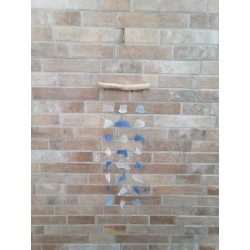 Carrilhão de vidro reciclado - Três cordas - Azul e branco