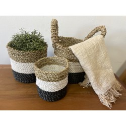 Conjunto de cestos de algas - Cinzento escuro / Branco / Natural