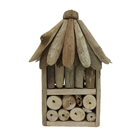 Caixa dupla para abelhas e insectos em madeira de troncos