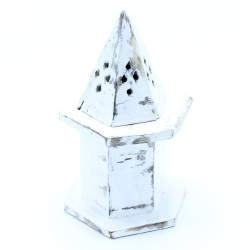 Porta Incienso Acabado en Blanco - Mini Casa Pirámide