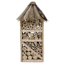 Abrigo de insectos e abelhas em madeira de troncos - Casa de dois andares