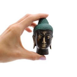 Cabeza de Buda antigua pequeña de latón