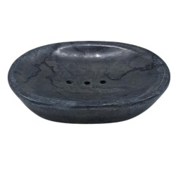 Saboneteira clássica oval em mármore preto