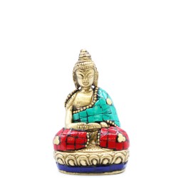 Figura de Buda em latão - Mãos para cima - 7,5 cm