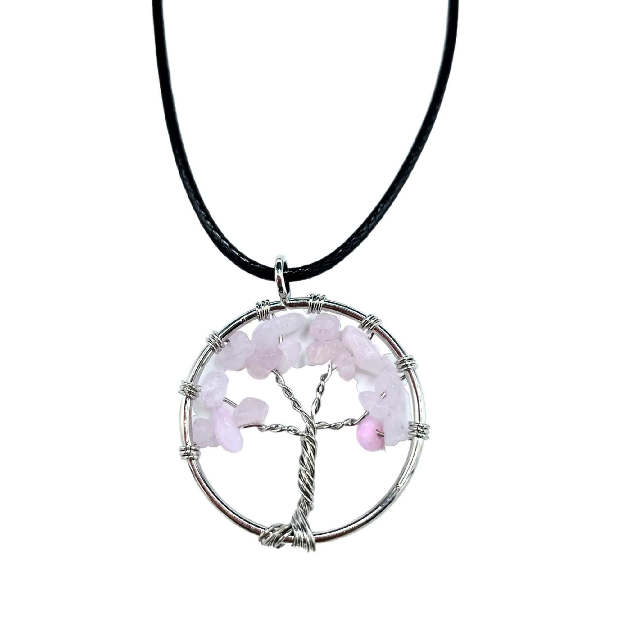 Colgante Árbol de la Vida — Cuarzo Rosa