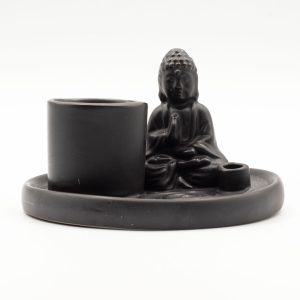 Plato de incienso de Buda multifuncional - cerámica negra mate