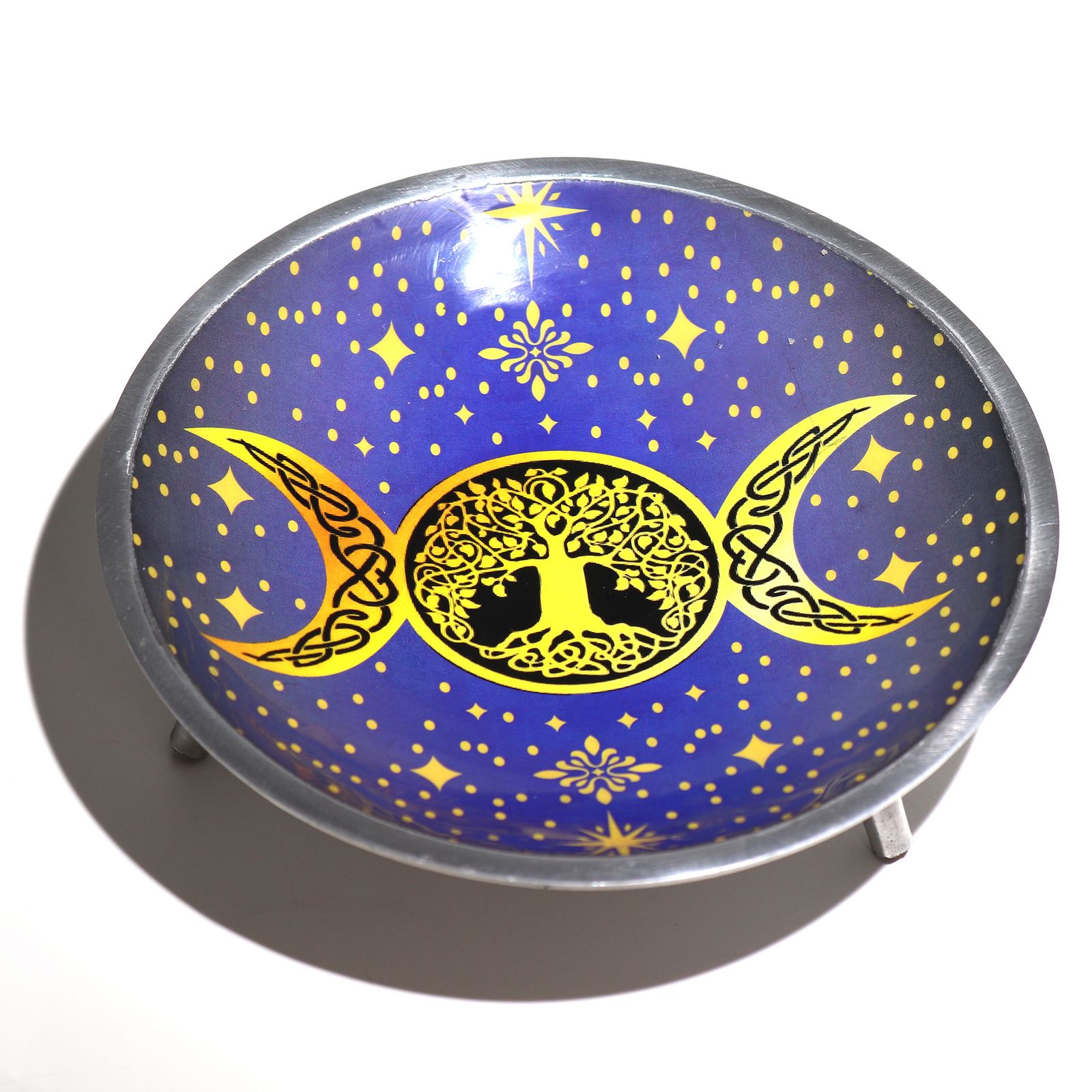 Plato de ofrendas esmaltado de tres patas - Luna triple morada - Imagen 2