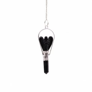 Péndulo de ángel con anillo de ágata negra