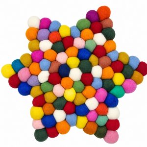 Tapete central de estrella de fieltro - 38 x 18 cm, multicolor
