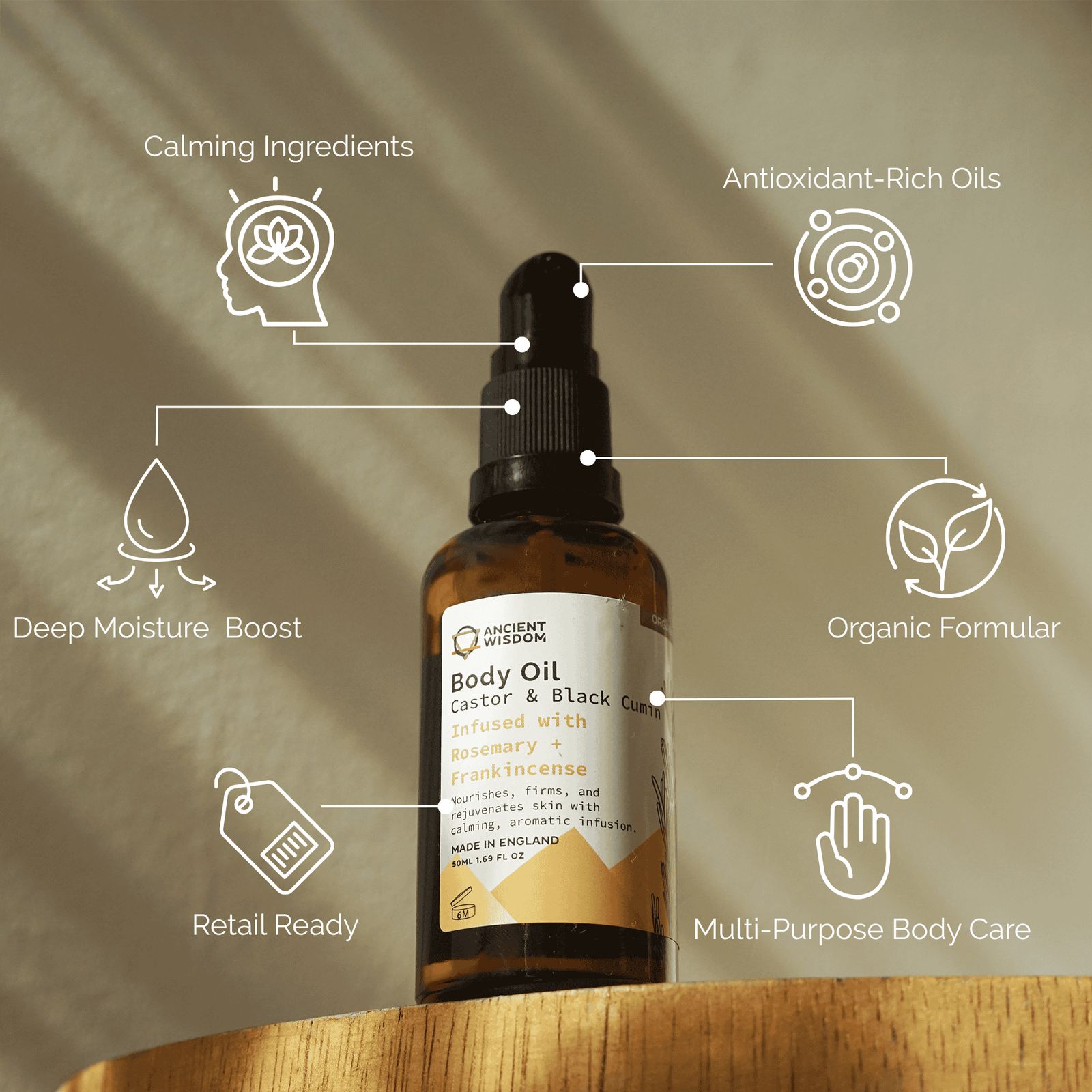 Aceite Corporal Organico 50 ml - Romero & Incienso - Imagen 2