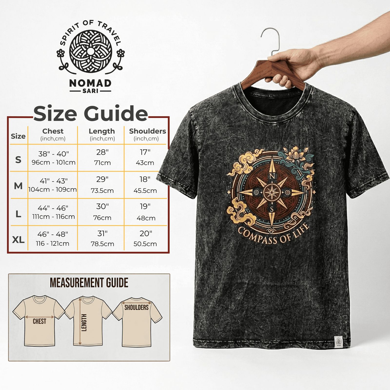 Camiseta de algodón lavado a piedra Nomad Sari - Mantente Salvaje, Hijo de la Luna - Azul - Pequeño - Imagen 7