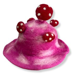 Sombrero de hongo de fieltro - Rosa impactante