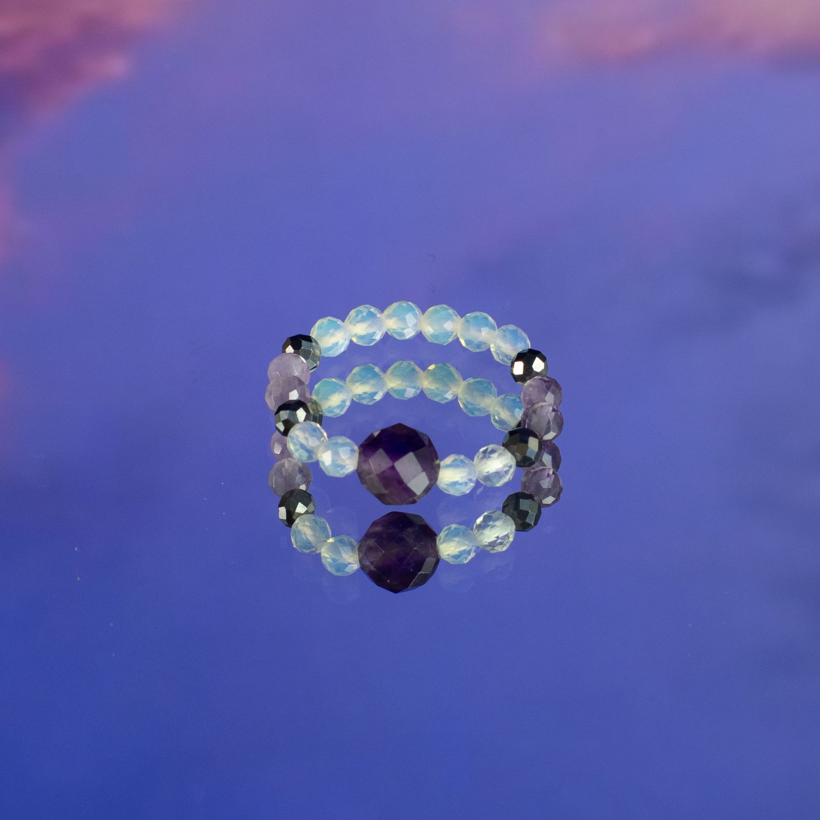 Conjunto de anillos de gema del espíritu de ninfa - Luna Llena - Imagen 7