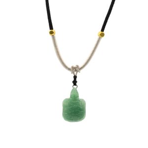 Collar de cuerda Colgante de piedra preciosa - Tortuga de jade