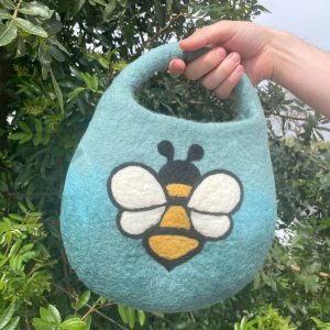 Bolsa de fieltro para abejas - Un asa con imán - Azul y verde