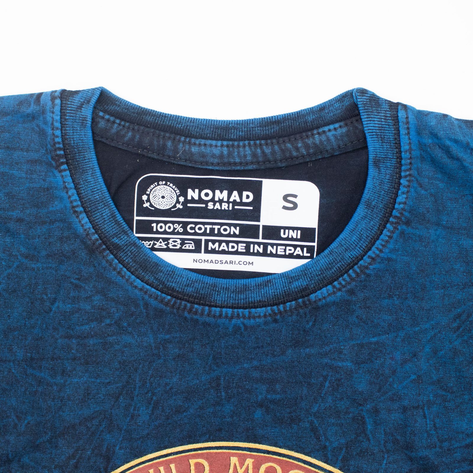 Camiseta de algodón lavado a piedra Nomad Sari - Mantente Salvaje, Hijo de la Luna - Azul - Pequeño - Imagen 2