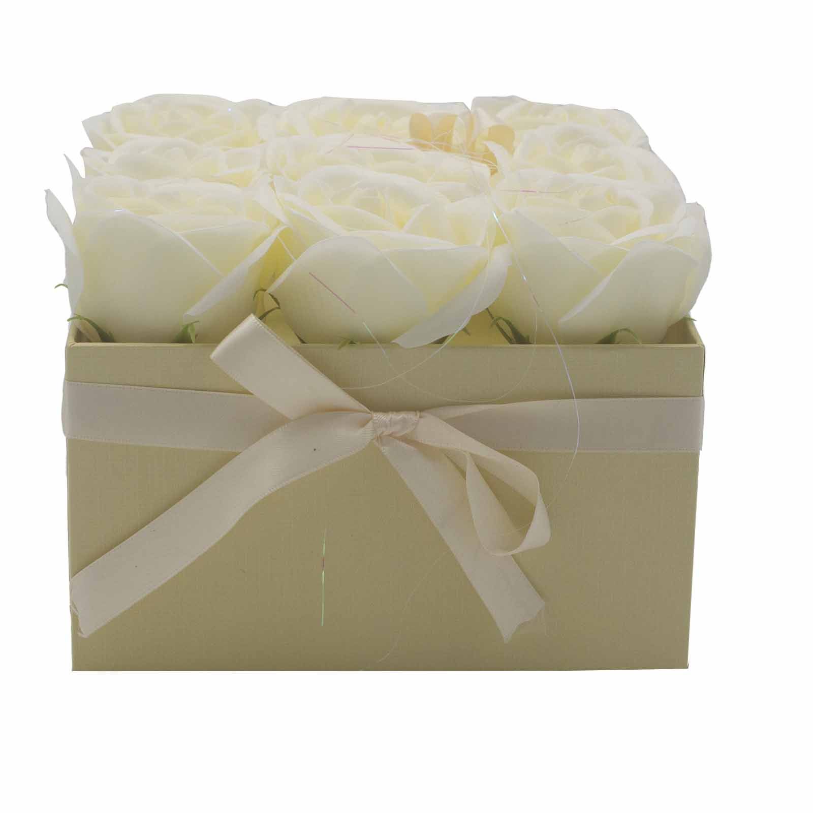 Caja de Regalo - Flor de Jabón 9 Rosas Crema - cuadrado - Imagen 10
