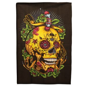 Arte mural de algodón (70x110cm) - Calavera del Día de los Muertos