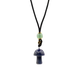 Collar de cuerda Colgante de piedra preciosa - Hongo de sodalita
