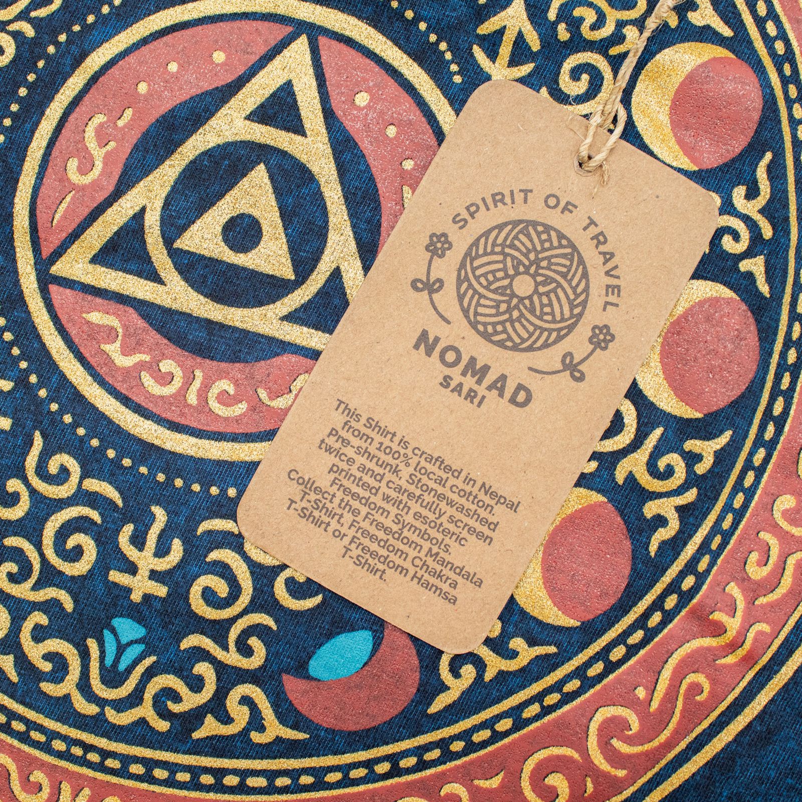 Camiseta de algodón lavado a piedra Nomad Sari - Mantente Salvaje, Hijo de la Luna - Azul - Pequeño - Imagen 5
