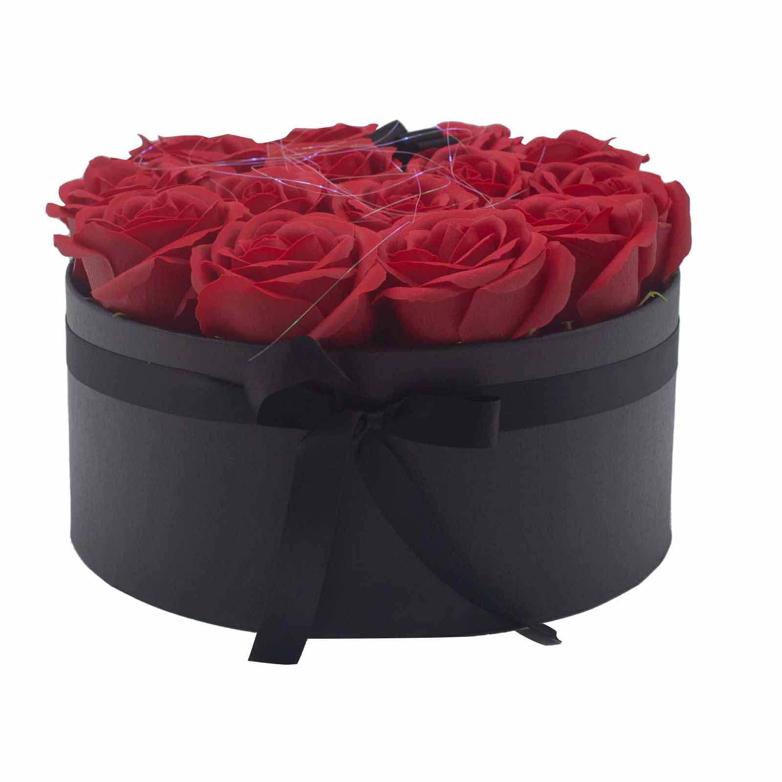 Caja de Regalo - Flor de Jabón 14 Rosas rojo - ronda - Imagen 4