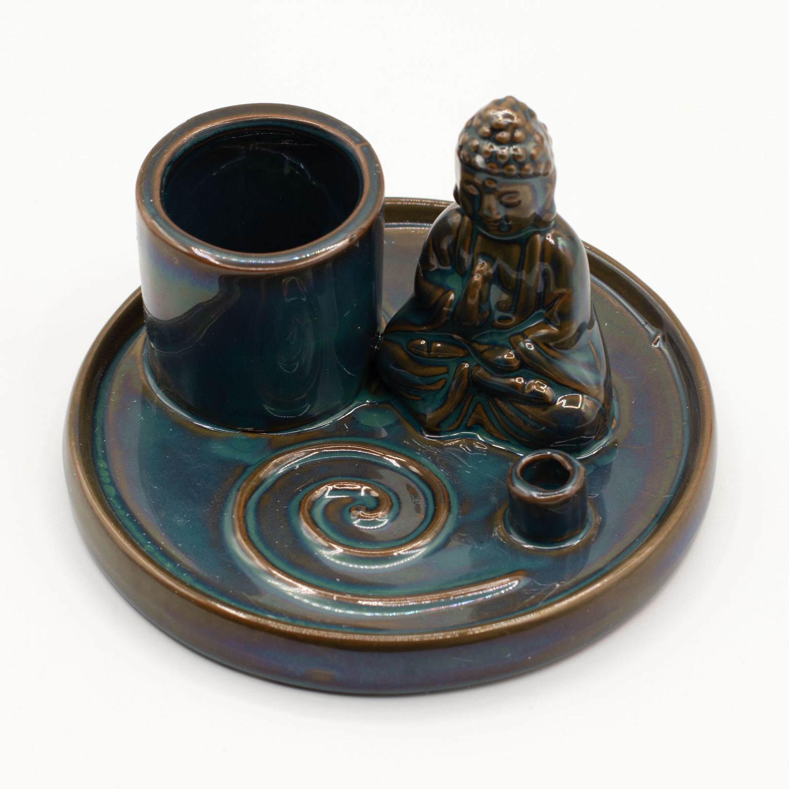 Plato de incienso de Buda de uso múltiple - cerámica azul - Imagen 3