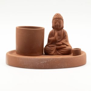 Plato de incienso de Buda multiuso - Estilo terracota natural