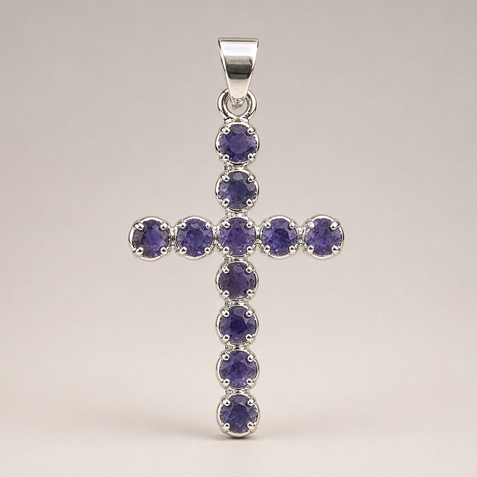 Colgante devocional de la India - Plateado con baño de plata (cadena de 45 cm) - Crucifijo Ionite - Imagen 2