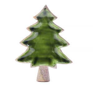 Perdido en el bosque - Tazón de madera esmaltada con diseño de árbol - 25x19 cm