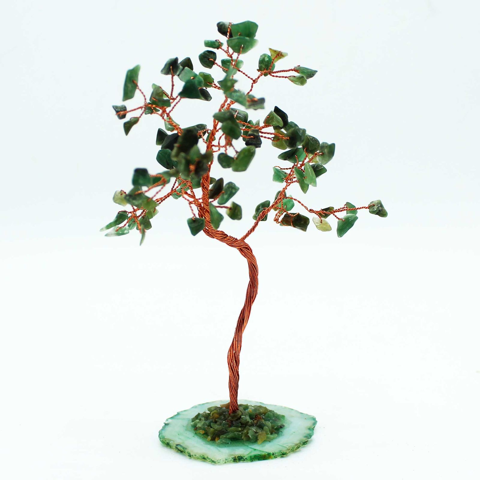 Árbol de piedras preciosas grande: Aventurina verde sobre base de ágata verde (100 piedras) - Imagen 3