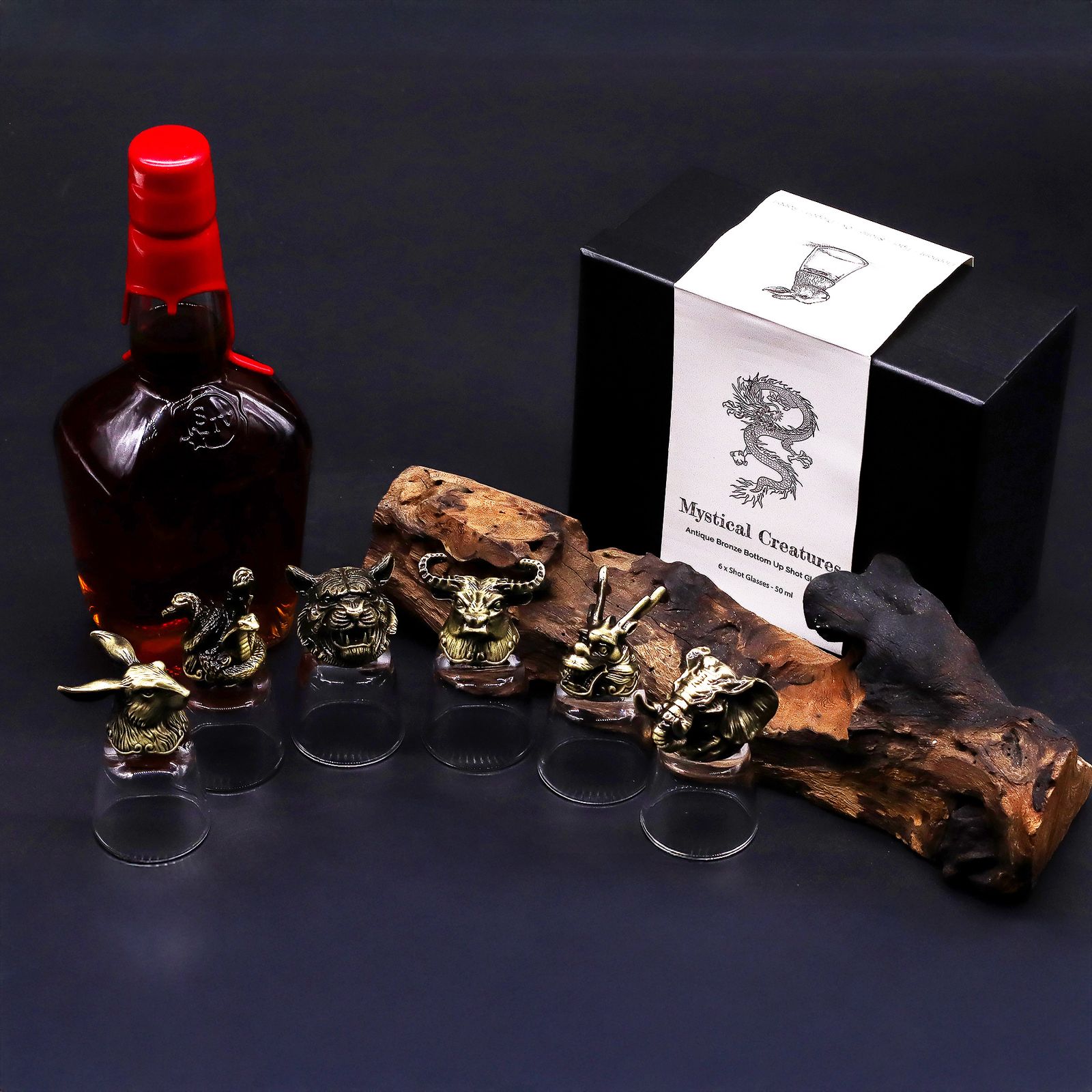Set de regalo de 6 vasos de chupito (50 ml) - Criaturas Salvajes del Bosque - Bronce antiguo - Imagen 8