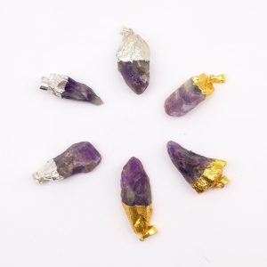 Colgantes de amatista con baño de oro y plata (6 unidades surtidas)