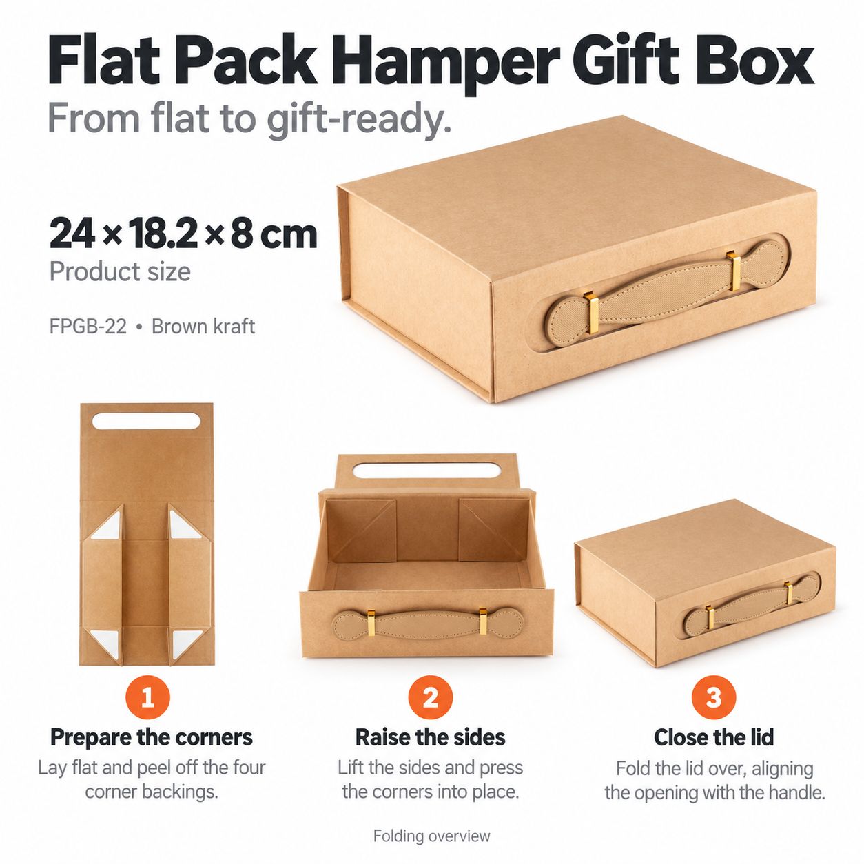 Caja de regalo plegable - cesta mediana (24x18.2x8cm) - Negro - Imagen 2