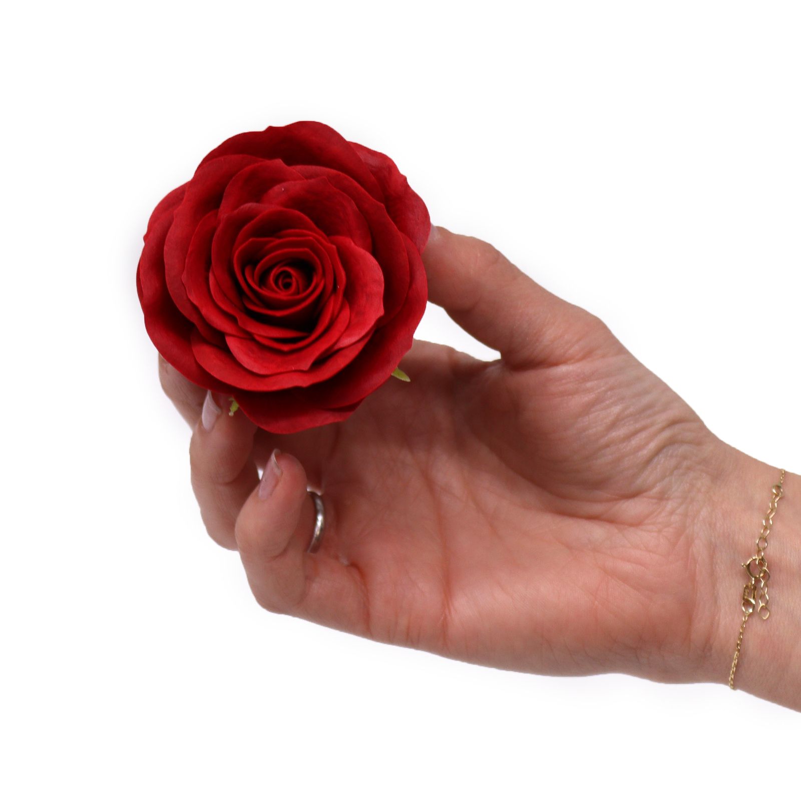 Flor de Jabón Artesanal - Grande Vintage Rose - Escarlata - Imagen 3