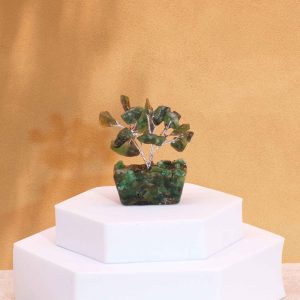 Mini árbol de piedras preciosas sobre base de orgonita - Aventurina verde (15 piedras)