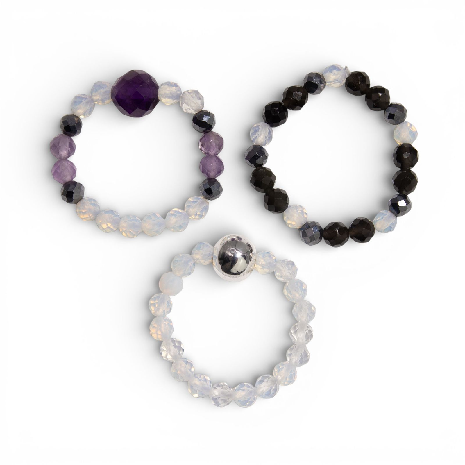 Conjunto de anillos de gema del espíritu de ninfa - Luna Llena - Imagen 2