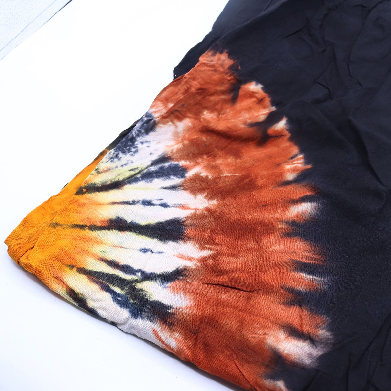 Pantalones de estilo japonés para estar en casa - negro chocolate y naranja - M - Imagen 8
