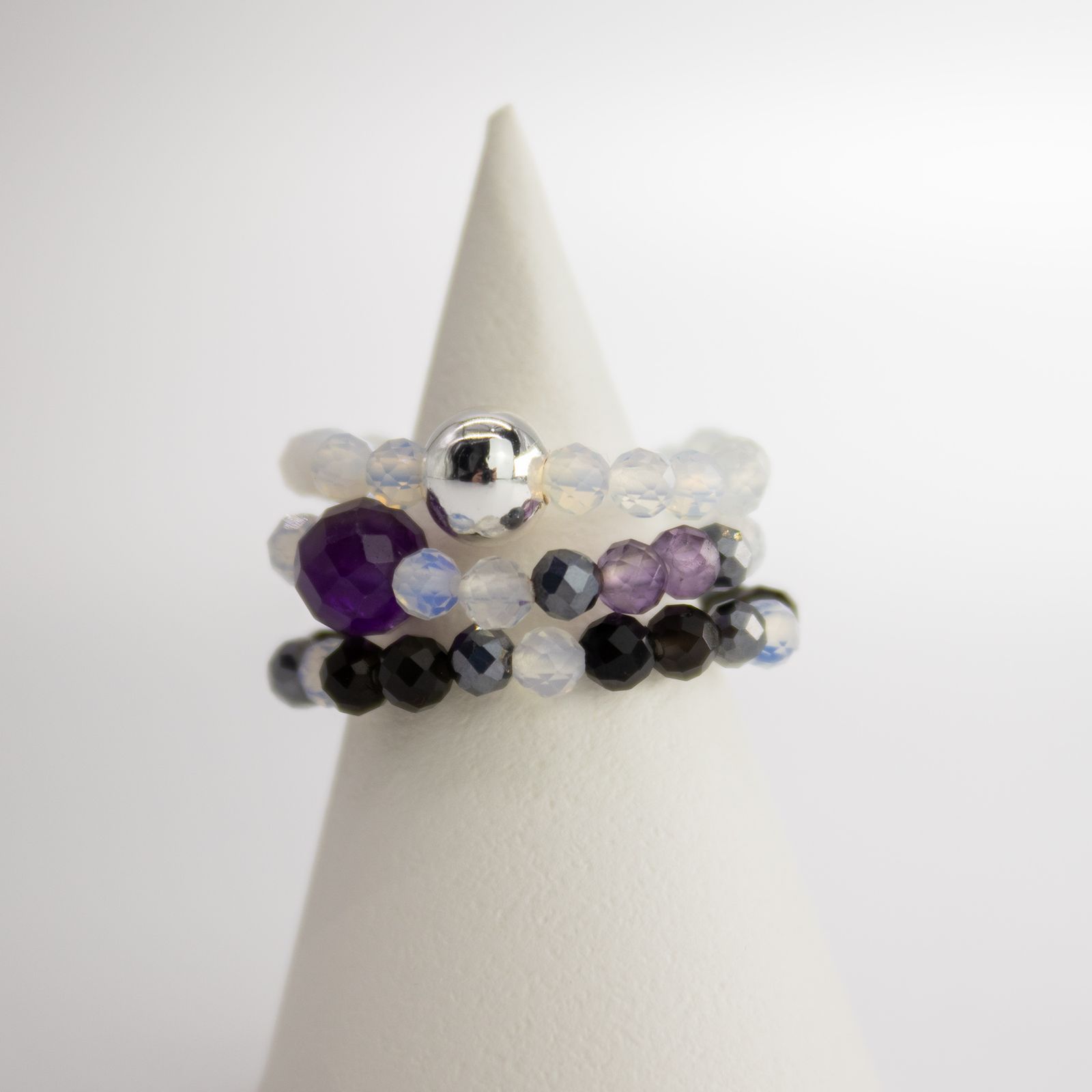 Conjunto de anillos de gema del espíritu de ninfa - Luna Llena - Imagen 8
