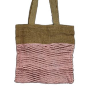 Bolsa de Malla de Yute Suave Puro y Algodón- Rosa